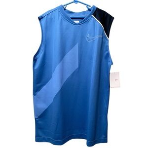 NIKE Basketball Top Sleeveless Athletic Shirt Blue Boys Size Large 14 16 New